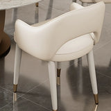 Modern Orange Arm Dining Chair with Upholstered Seat Image - 4
