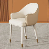 Modern Orange Arm Dining Chair with Upholstered Seat Image - 5