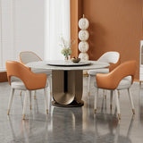 Modern Orange Arm Dining Chair with Upholstered Seat Image - 6