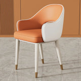 Modern Orange Arm Dining Chair with Upholstered Seat Image - 9