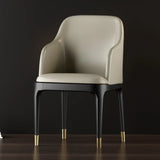 Modern Orange Curved Back Leather Upholstered Dining Chair Image - 10