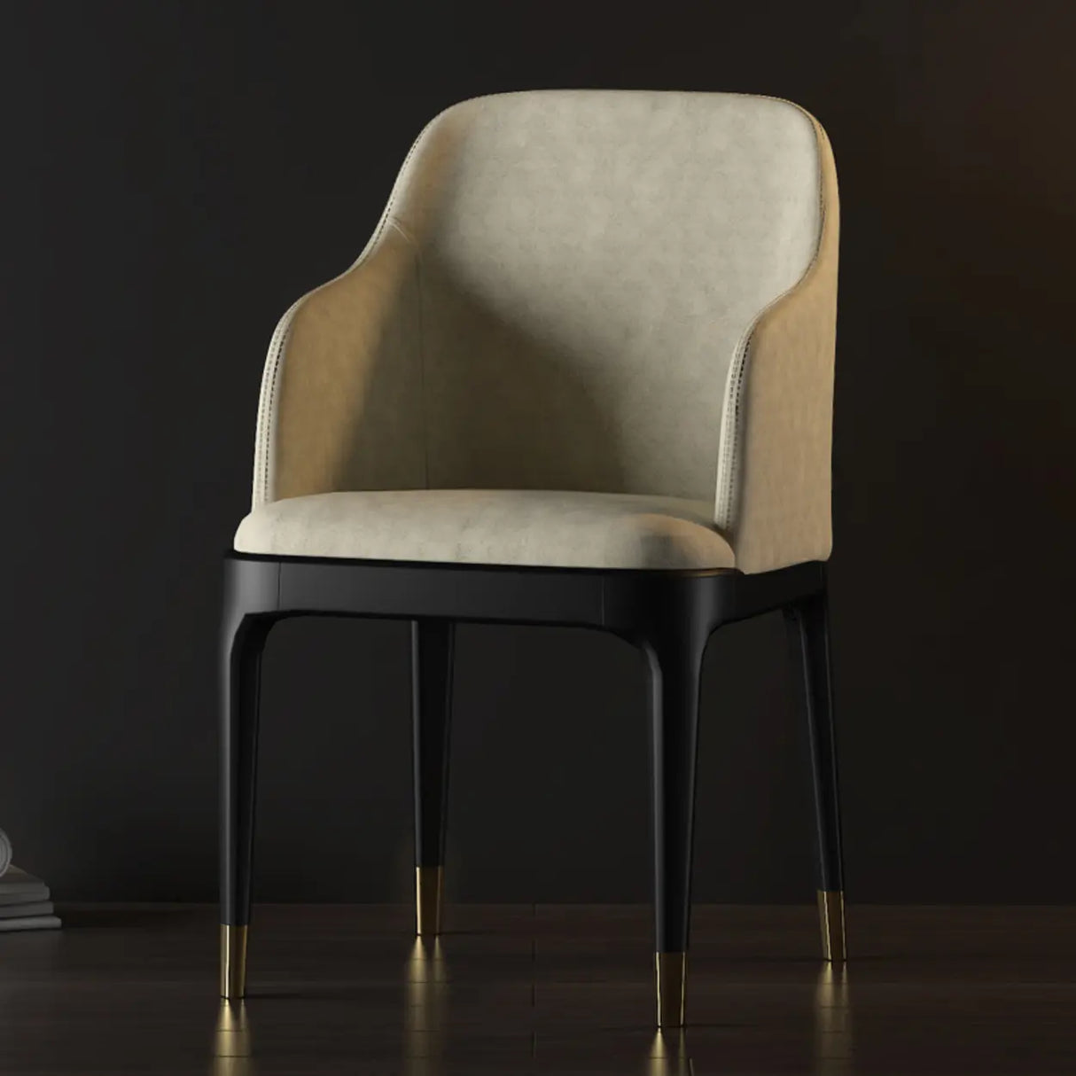 Modern Orange Curved Back Leather Upholstered Dining Chair Image - 12