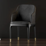 Modern Orange Curved Back Leather Upholstered Dining Chair Image - 14