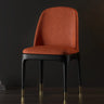 Modern Orange Curved Back Leather Upholstered Dining Chair Image - 15