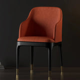 Modern Orange Curved Back Leather Upholstered Dining Chair Image - 16