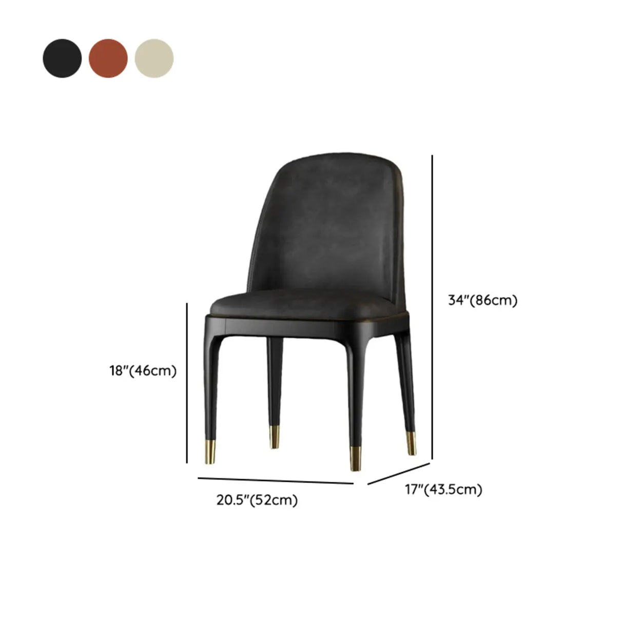 Modern Orange Curved Back Leather Upholstered Dining Chair Image - 19
