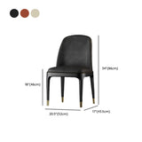 Modern Orange Curved Back Leather Upholstered Dining Chair Image - 19