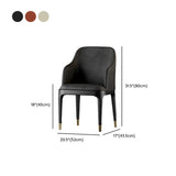 Modern Orange Curved Back Leather Upholstered Dining Chair Image - 20