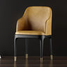 Modern Orange Curved Back Leather Upholstered Dining Chair Image - 3