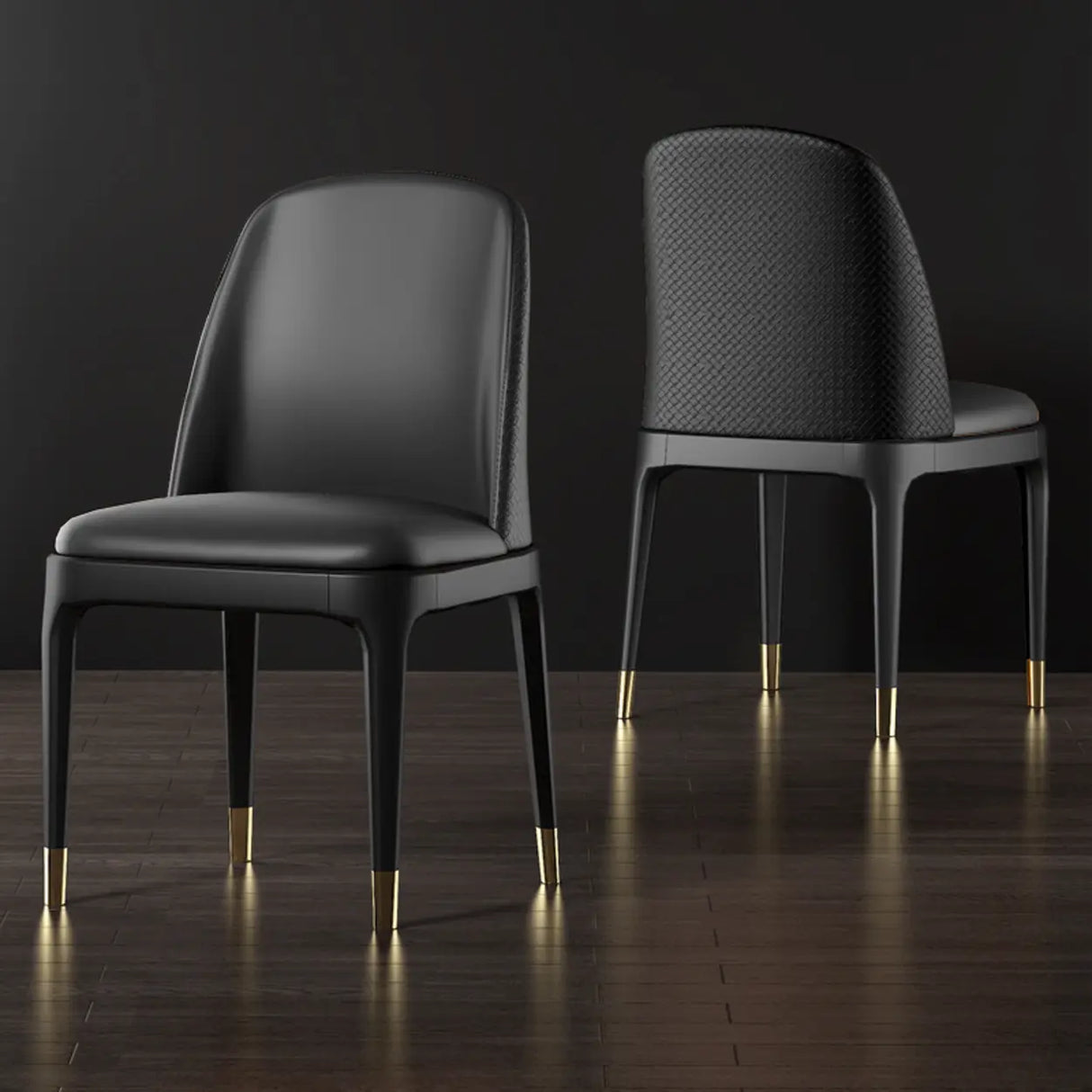 Modern Orange Curved Back Leather Upholstered Dining Chair Image - 4