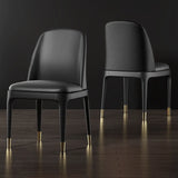 Modern Orange Curved Back Leather Upholstered Dining Chair Image - 4