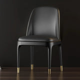 Modern Orange Curved Back Leather Upholstered Dining Chair Image - 5