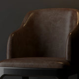 Modern Orange Curved Back Leather Upholstered Dining Chair Image - 6