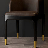 Modern Orange Curved Back Leather Upholstered Dining Chair Image - 8