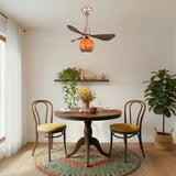 Modern Orange Globe 3-Blade Ceiling Fan with Light Image - 2