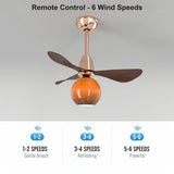 Modern Orange Globe 3-Blade Ceiling Fan with Light Image - 5