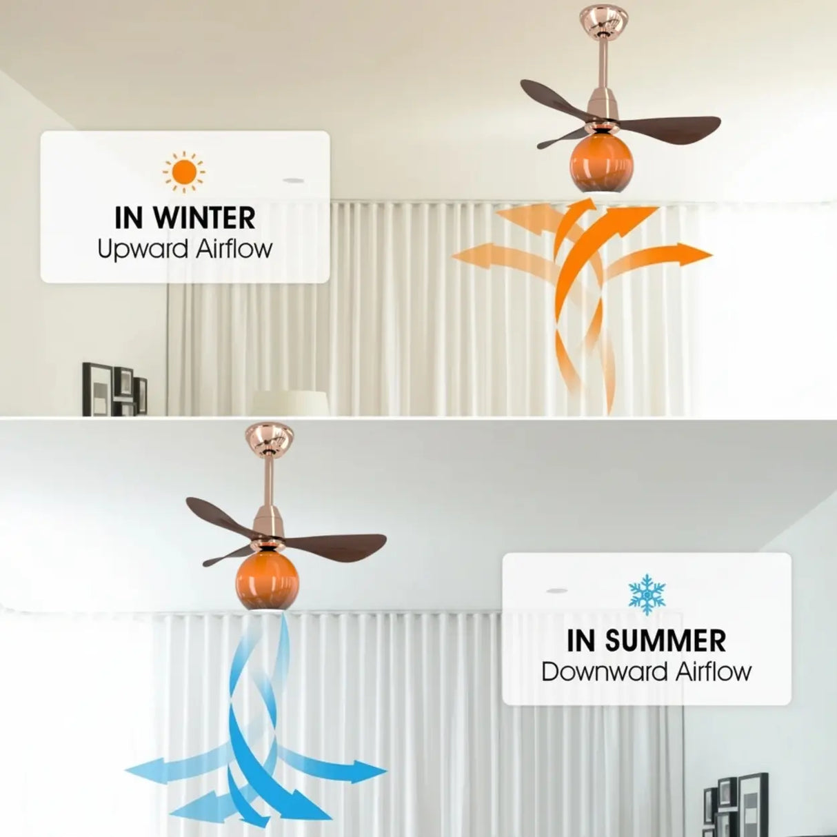 Modern Orange Globe 3-Blade Ceiling Fan with Light Image - 6