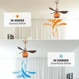 Modern Orange Globe 3-Blade Ceiling Fan with Light Image - 6