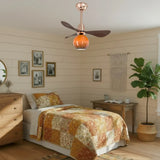Modern Orange Globe 3-Blade Ceiling Fan with Light Image - 8