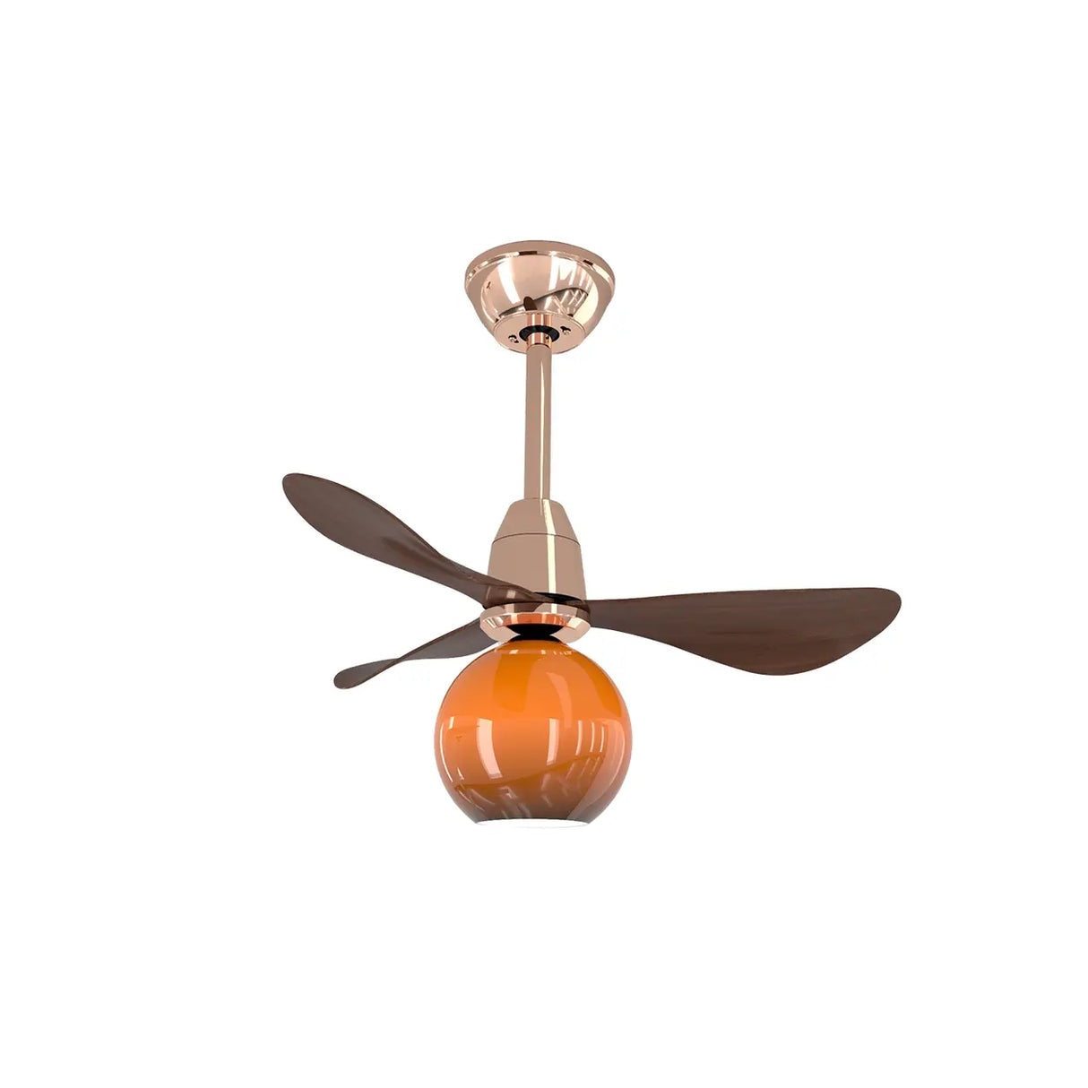 Modern Orange Globe 3-Blade Ceiling Fan with Light Image - 9