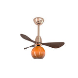Modern Orange Globe 3-Blade Ceiling Fan with Light Image - 9