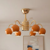 Modern Orange Globe 6-Light Remote Control Ceiling Fan Light Image - 1