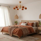 Modern Orange Globe 6-Light Remote Control Ceiling Fan Light Image - 2