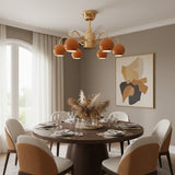 Modern Orange Globe 6-Light Remote Control Ceiling Fan Light Image - 3