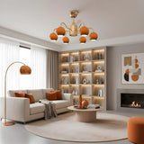 Modern Orange Globe 6-Light Remote Control Ceiling Fan Light Image - 4
