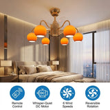 Modern Orange Globe 6-Light Remote Control Ceiling Fan Light Image - 7