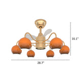 Modern Orange Globe 6-Light Remote Control Ceiling Fan Light #size