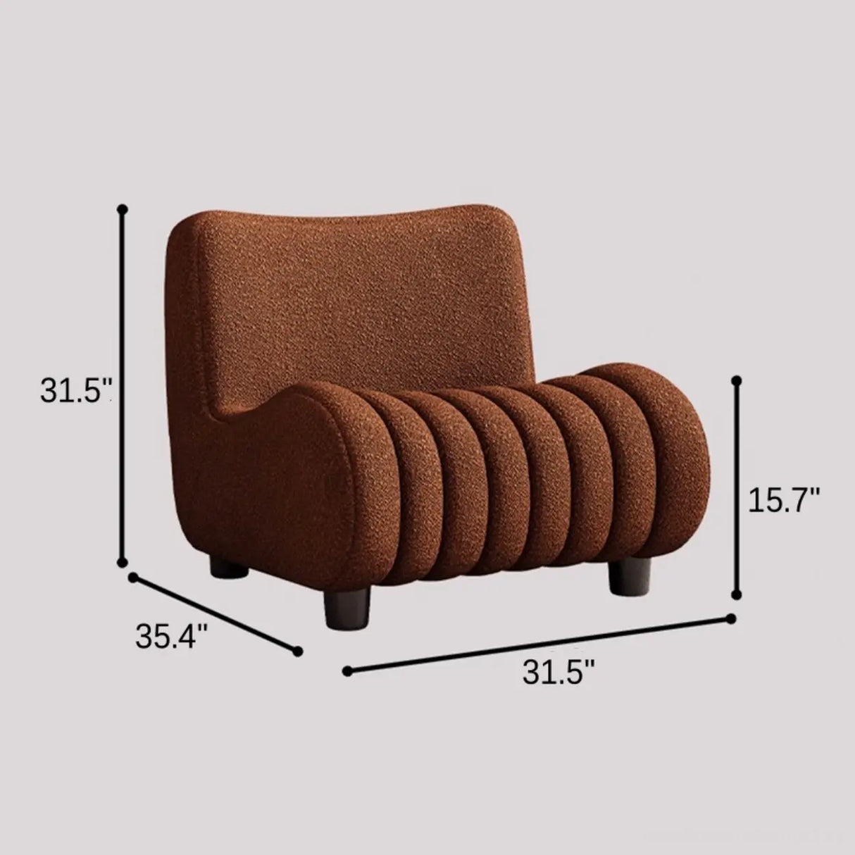 Modern Orange Sherpa Upholstery Lounge Accent Chair 