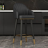 Modern Orange Swivel Leather Upholstered Bucket Bar Stool Image - 15