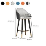 Modern Orange Swivel Leather Upholstered Bucket Bar Stool Image - 17