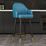 Modern Orange Swivel Leather Upholstered Bucket Bar Stool Image - 5