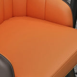 Modern Orange Swivel Leather Upholstered Bucket Bar Stool Image - 7