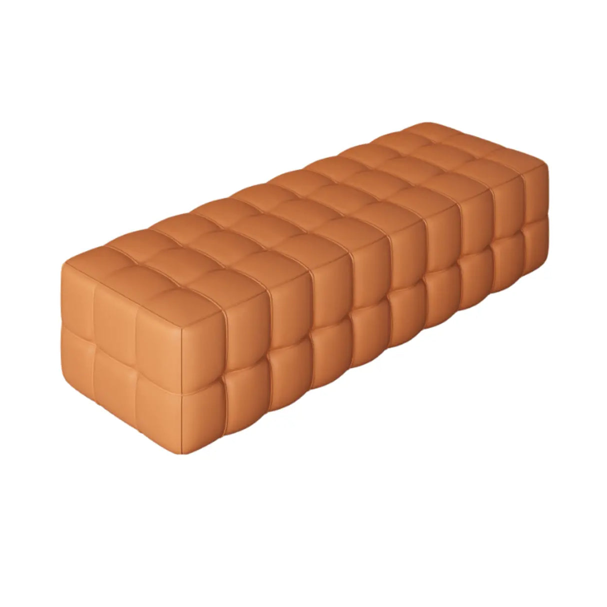 Modern Orange Upholstered Short Height Bedroom Bench Image - 12