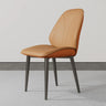 Modern Orange Upholstered Solid Back Leather Dining Chairs Image - 5