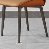 Modern Orange Upholstered Solid Back Leather Dining Chairs Image - 8