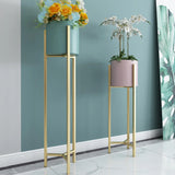 Modern Orbicular Metal Base Floor Plant Stand Gold Image - 13