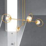 Modern Orbital Gold Metal Living Room Chandelier Image - 11