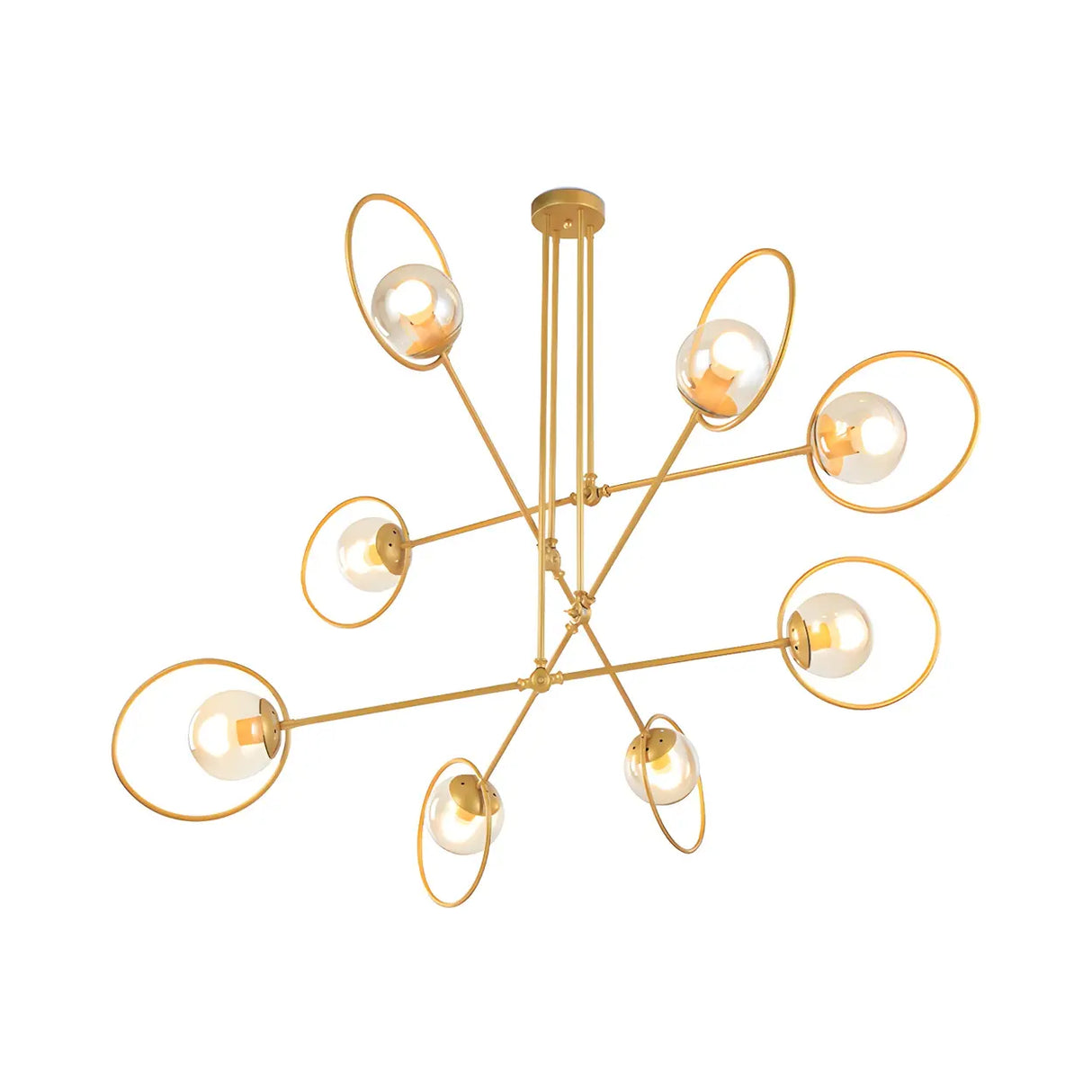 Modern Orbital Gold Metal Living Room Chandelier Image - 3