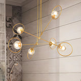 Modern Orbital Gold Metal Living Room Chandelier Image - 7