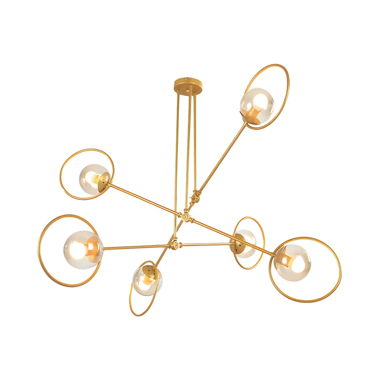 Modern Orbital Gold Metal Living Room Chandelier Image - 8