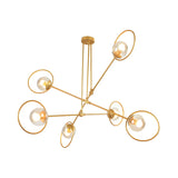 Modern Orbital Gold Metal Living Room Chandelier Image - 8