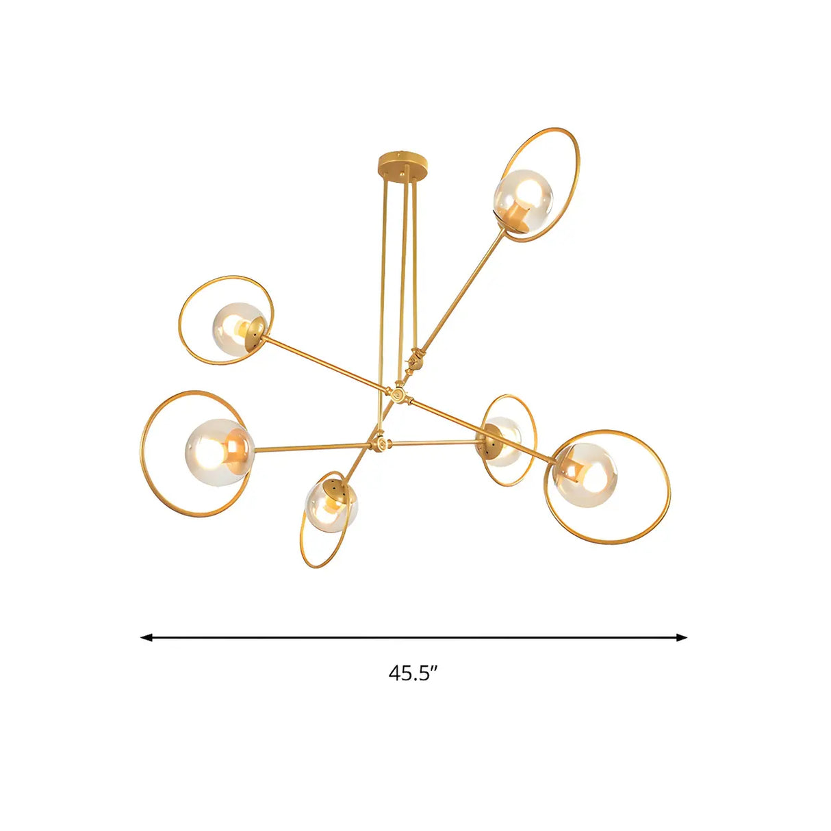 Modern Orbital Gold Metal Living Room Chandelier Image - 9