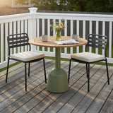 Modern Outdoor Round Teak Wood Green Balcony Patio Table #size