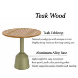 Modern Outdoor Round Teak Wood Green Balcony Patio Table Image - 4