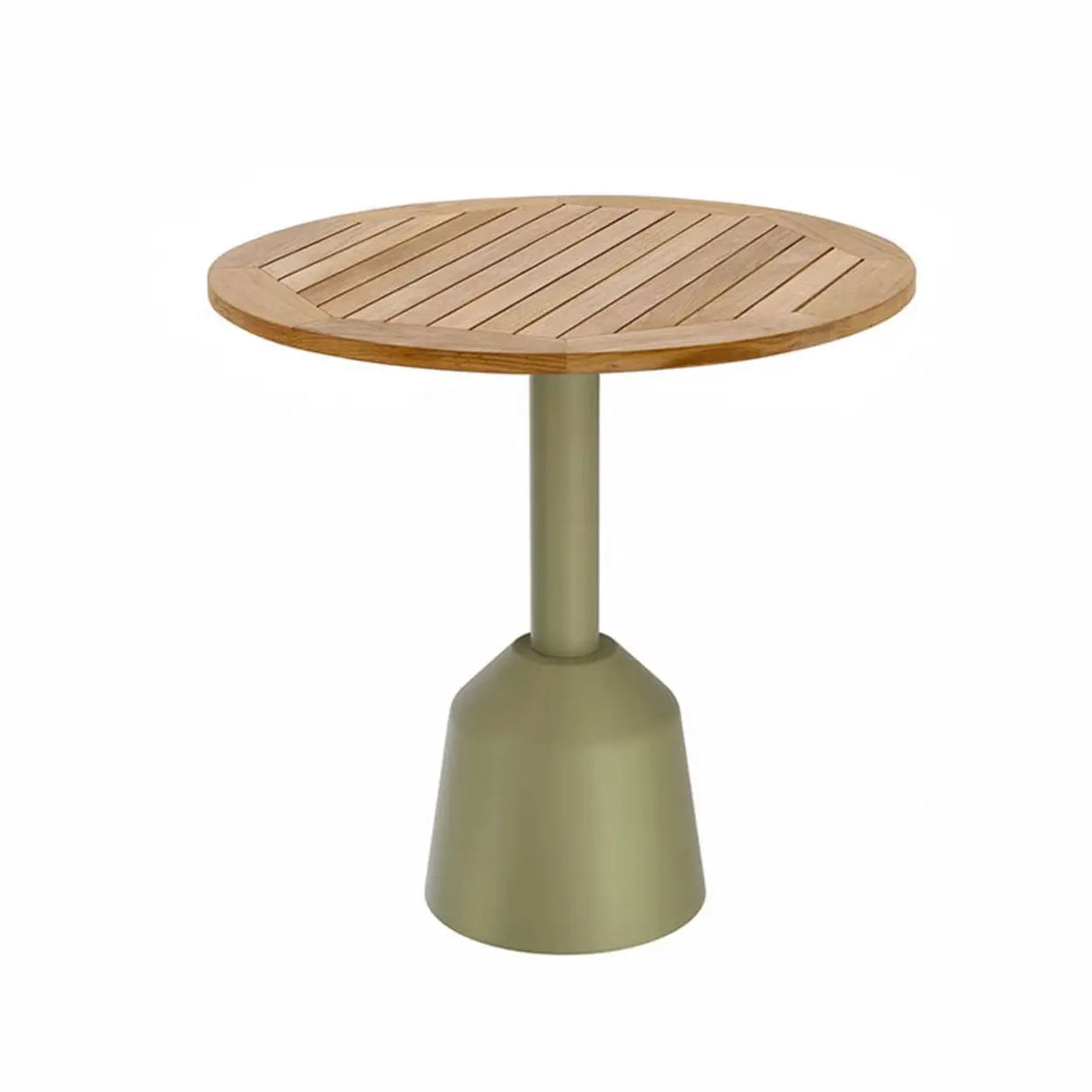 Modern Outdoor Round Teak Wood Green Balcony Patio Table Image - 5