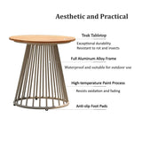 Modern Outdoor Small Round Solid Teak Patio Coffee Table Image - 3